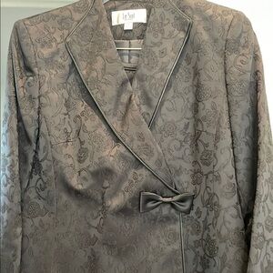 Le Suit Black Blazer, Skirt combo with Elegant Floral Pattern